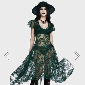 Widow -Dearly Departed Lace Dress - Emerald - Size XL - Dolls Kill
